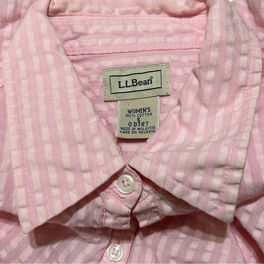 L.L. Bean Pink Striped Button-Down Shirt